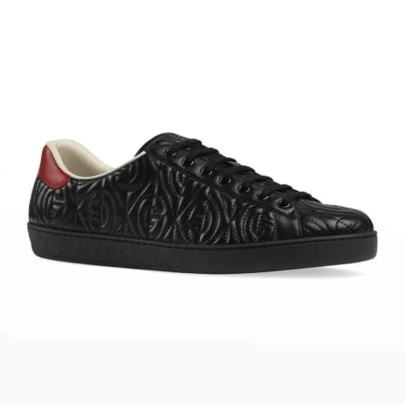 Gucci Men's Ace Rhombus Stitched GG Leather Sneakers - Picture 1 of 9
